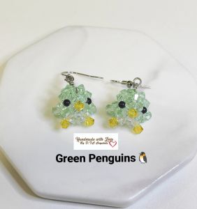 [D.T.C Crystals] Handmade Swarovski Penguins Earrings - Green