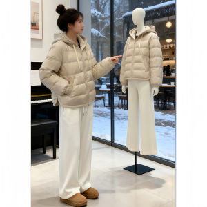 Shalldoer | Two-Piece Look Knitted Patchwork Hooded Down Coat Women Short