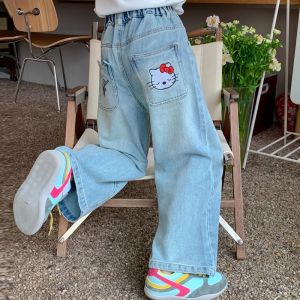 ZIRUIBABA | Little Girl Denim Pants Straight Loose Trouser