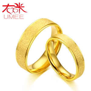 Fashionable 24K Gold-Plated 3D Hard Gold Ring for Couples Umees Simple and Elegant Design Alloy Silver Plated Gold Ring for Men and Women
