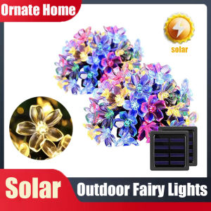 Solar String Sakura Blossoms Cherry Flower Lights LED Outdoor Waterproof Festival Garden Decorative Fairy Lights