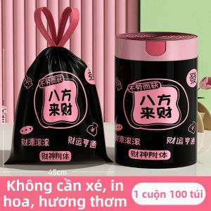 Túi Rác In Hình Có Dây Kéo Không Tearing Mạnh Mẽ Lớn Có Hương Thơm Màu Đen