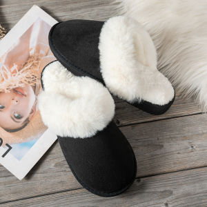 Giày Dép Mùa Đông Nữ Ấm Áp Chống Trơn Trượt Kiểu Lười Thoải Mái Đế Thấp Lót Lông Mềm Dày Kiểu Giản Dị Màu Trơn