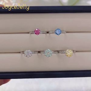 JoyceJelly 1CT Blue Green Moissanite Ring For Women Solid 925 Sterling Silver Bridal Female Engagement Wedding Luxury Jewerly
