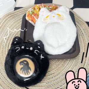 Cute Cat Plush Badge Holder Kpop Idol Photo Cards Organizer Kawaii Cards Hanging Keychain Badge Perimeter Storage Bag School Stationary