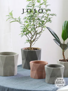 JOJOS L PDray Diamond Pattern Cement Plant Pot Small Waist Personality Green Plant Flower Pot Nordic Style Home Decoration