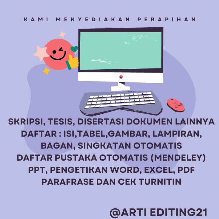edit skripsi, tesis, makalah, ppt , parafrase, pengetikan, daftar isi