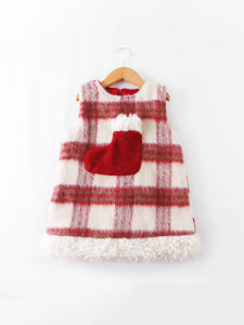 ชุดเดรสเจ้าหญิงฤดูใบไม้ร่วง/ฤดูหนาว เสื้อคลุมหนา เสื้อคลุมเด็กผู้หญิง สีแดง ชุดเดรสวันตรุษจีน ชุดเดรสคริสต์มาสสำหรับเด็กผู้หญิง