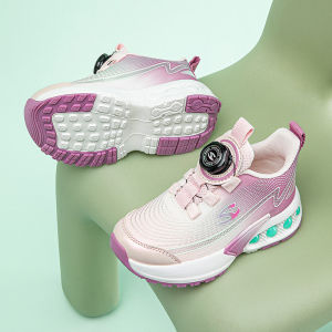 Kids Sports Shoes Cushioned 6 Years Old Boys New Fashion Style Cool Fabric Knob Non-Slip 27-38 Durable Flexible Girls Sneakers Street Trendy Rotating Buckle  Kindergarten Primary School Students Running Preschoolers Infants Cute Children Walking Footwear