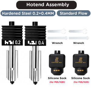 begrint | Hardened Steel Hotend Kit for Bambu Lab P2S X2D Removable Nozzle + Silicone Sock Tool Set for Carbon Fiber Filament Printing
