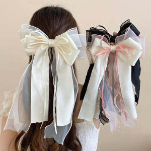 C.three Super Fairy Gauze Large Bow Hair Clip High-end Spring Clip Gentle Temperament Hair Clip