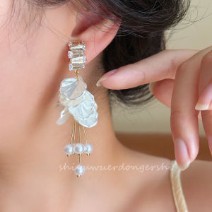 No Piercing Pearl Diamond Embedded Petal Earrings Fresh out Fashion Design Fairy Tale Style Mosquito Coil Tray Ear Clip Ear Needle