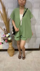 Toply Shop COD GRATIS ONGKIR Setelan wanita 2in1 Casandra / Setelan Cardigan + celana pendek / setelan wanita kekinian / Overal set wanita polos / setelan wanita terbaru