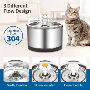Pet Smart Drinking Fountain Automatic Drinking Fountain All-steel Flower Stainless Steel Flow Automatic Circulating Water Bowl Drinking Fountain for Dogs and Cats
