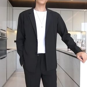 HUILISHI Korean Long Sleeve Plain Mens Suit Jackets: Casual Fashion High Quality Jackets Casual