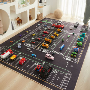 YINSHANG | Parking Lot Mat Childrens Reading and Play Area Carpet with Car City Traffic Hopscotch Crawling Pad