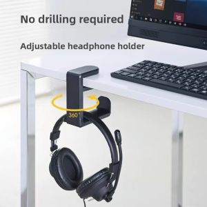 Desktop Headset Stand with Hook No Drilling Required Computer Storage Holder for Gaming And Multimedia Plastic Material