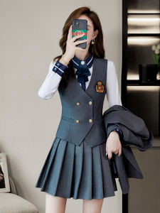 เสื้อกั๊กสูทผู้หญิง ชุดทำงานโรงแรม ชุดบริการ ชุดทำงาน ชุดนักเรียนวิทยาลัย ฤดูใบไม้ผลิและฤดูใบไม้ร่วง คอวี ปกเสื้อผ้าทำงาน