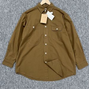 American Style Pure Cotton Work Shirt Mens Long Sleeve Flip Collar Breathable Autumn Spring Commute Simple Woven Solid Color