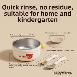 WODEBAIHUI | Anti-Spill Training Food Bowl with Suction and Lid