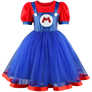 Girls Princess Peach Casual Dress Graduation Prom Girls Suspender Skirt Two-piece 3-10 Years Old Halloween Performance Costume