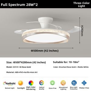 HUANGJIANG | Stealth Quiet Mid-century Modern Retro Luxury Chandelier Fan