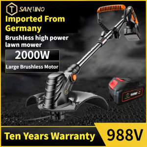 SANTINO Cordless Electric Lawn Mower 1500W/800W High Power Rechargeable Lithium Battery Cordless Grass Trimmer Lawn Mower Pruning Kit Garden Tools(Malaysia stock)