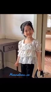 SSP101 3-8Thn Setelan Set Anak Perempuan Blouse Shiffon Layer + Celana Panjang Kulot