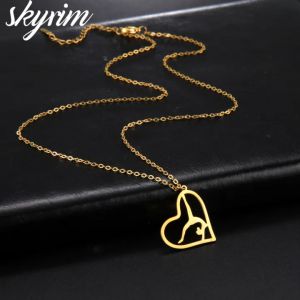 SKYRIM Womens Necklace Stainless Steel Necklace Love Gymnast Pendant Fashion Jewelry