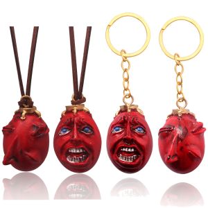 Fashing Popular anime Red Elliptical three-dimensional pendant Necklace Egg Of King Cosplay  Arc Resin Pendant Accessories Gift