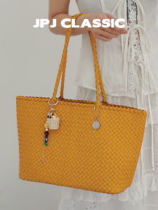 jpj | Summer Commuter Tote Bag Handwoven Layered Vegetable Tanned Cowhide JPJClassic Vacation Casual Style Handbag Large Size