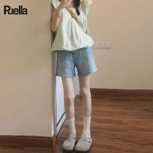 puella | Quần Shorts A-line Đen Mỏng Phối Cao Dáng Rộng Thoáng Mát