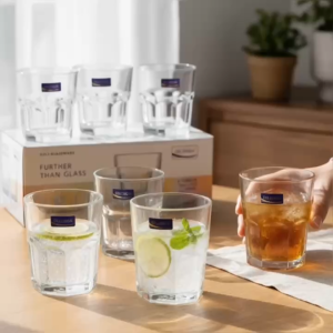 Hộp 6 Ly Thủy Tinh Deli Octagon Classic Tumbler 340ML Kiểu Dáng Bát Giác Cổ Điển - Cốc Uống Nước Trà Đá Cà Phê Cao Cấp