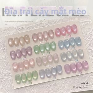 Sơn Móng Tay Gel Mắt Mèo Trong Suốt Màu Hồng Dưa Hấu Mùa Hè SHAKA 1-12 Chiếc Kèm Hạt Thủy Tinh Trà Đá Hoa Nhài Chất Liệu Resin 10ml