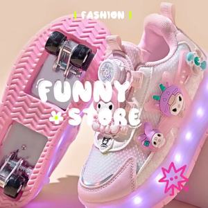 KUOBURENSHENG | Charging Light Retractable Wheels Roller Shoes