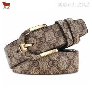 เข็มขัดหนังแท้ลายสก็อตแบบลำลองสำหรับเยาวชนและวัยกลางคน เข็มขัดหนังวัวคลาสสิกแบบมีหัวเข็มขัดแบบหมุดสำหรับคู่รัก เข็มขัดเอวยางยืดสำหรับผู้ชายและผู้หญิง