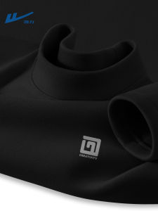 เสื้อยืดแขนยาวผู้ชาย ผ้าขนแกะสองด้าน อบอุ่น ฤดูใบไม้ร่วง/ฤดูหนาว สีดำ แฟชั่นผู้ชาย เสื้อยืดคอกลม ทรงหลวม