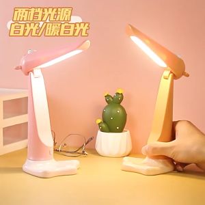 กล่องสุ่ม ?? โคมไฟมินิ ลายการ์ตูนสุดน่ารัก โคมไฟตั้งโต๊ะ แสงไฟถนอมสายตา ปรับแสงได้ ขาวและวอม ปรับระดับได้