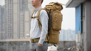 ถูกที่สุด✨ส่งจากไทย24ชม✨70L ความจุสูงปีนเขากระเป๋า + สินค้ากลางแจ้งแคมป์ปิ้งถุงกลางแจ้งเดินป่ากันน้ำแขนพรางกระเป๋าสะพายคู่