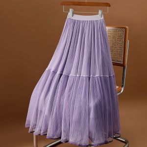 Mesh High Waist Slimming A-Line Midi Skirt