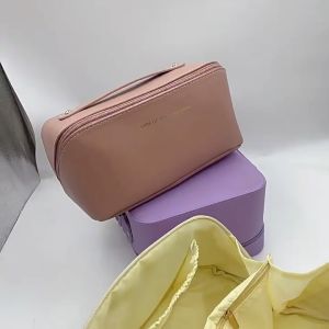GTE Women PU Leather Makeup Organizer Bag With Large Capacity Cosmetic Travel Pouch Bag - Fulfilled by GTE SHOP