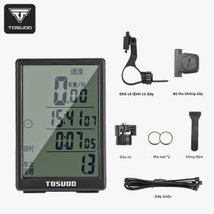 TOSUOD Đồng Hồ Đo Tốc Độ Xe Đạp Chống Nước Màn Hình Lớn Không Dây/có Dây Máy Đo Đường Xe Đạp Leo Núi/xe Đạp Đường Trường Máy Tính Đi Xe Đạp Màn Hình Đen Trắng