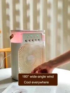 3 in 1 USB Mini Portable Fan Air Cooling fan Humidifier Purifier Mist Cooler with 7 Colors LED Light