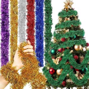 2M Christmas Decoration Sparkling Metal Ribbon for Hawaiian Flower Wreath Home Room Decor Outdoor Garden Party Wedding Decor