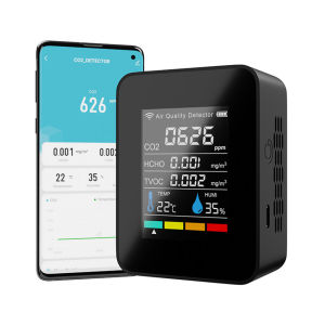 5 In 1 WIFI Air Quality Monitor CO2 HCHO TVOC อุณหภูมิความชื้นเซ็นเซอร์คุณภาพอากาศเครื่องตรวจจับก๊าซคาร์บอนไดออกไซด์เครื่องวิเคราะห์ก๊าซ CO2