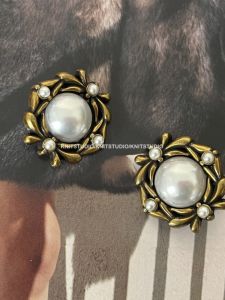 Nút Kim Loại Hoa Ngọc Trai Đồng Cổ Cho Áo Khoác Len Áo Khoác Gió Trang Trí Nút Áo Vest Đa Năng Nút Thắt