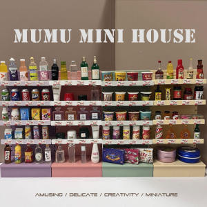 Supermarket Mini Shelf Convenience Store Snack Drinks Goods Dollhouse Artificial Miniature Candy Toy Bottle Model Toy