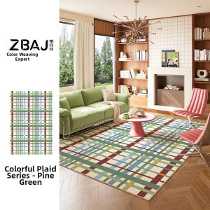ZHIBAIJIA | Colorful Plaid Water-resistant Washable Carpet
