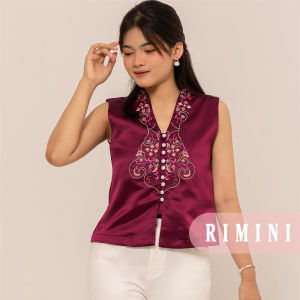 RIMINI - Blus Cheongsam Wanita Tanpa Lengan Size XS-XL - MeiHui Embroidery Sleeveless Top 3009
