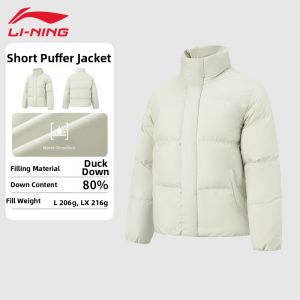 Li-Ning | Mens Windproof Water-repellent Warm Outdoor Casual Down Jacket Short Hooded